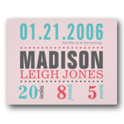 Baby's Birth Details - Cotton Candy