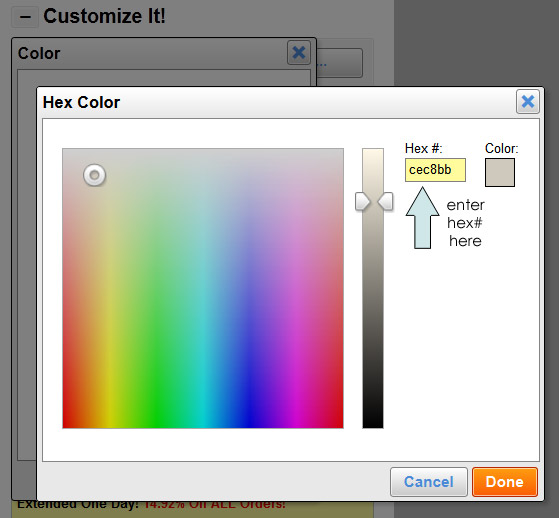 Add a Hexidecimal Number for Background Color