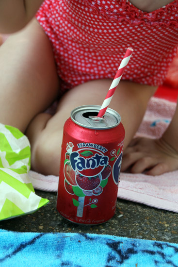 Strawberry Shortcake Birthday Fanta with Paper Straws