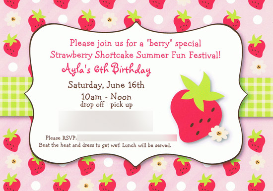 Strawberry Shortcake Party Invitation