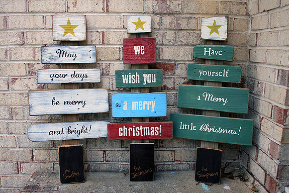 Christmas Wishes Scrap Wood Tree