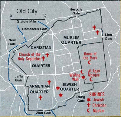 Map of Jerusalem Old City