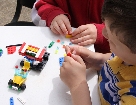 Building Lego Race Cars with Birthday Party Kits