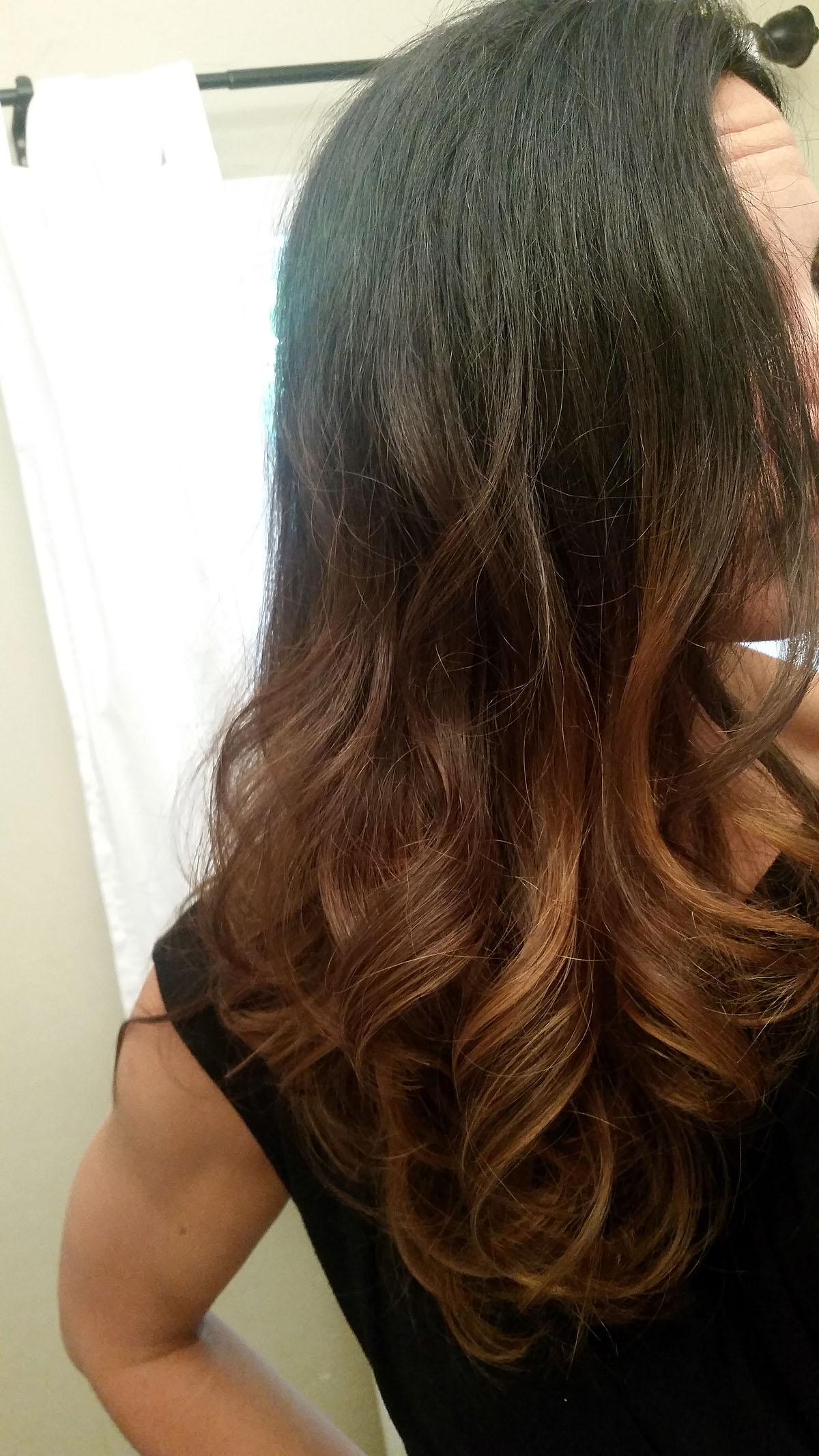 Long Ombre Hair - Black to Caramel